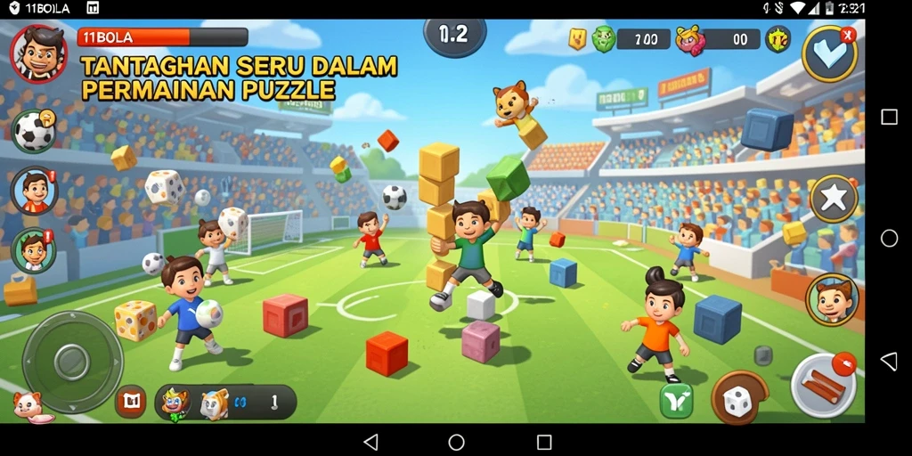 Tampilan gameplay 11BOLA yang menarik dan penuh tantangan teka-teki.