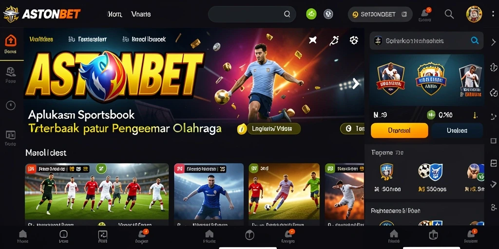 Tampilan utama ASTONBET dengan berbagai opsi taruhan olahraga.