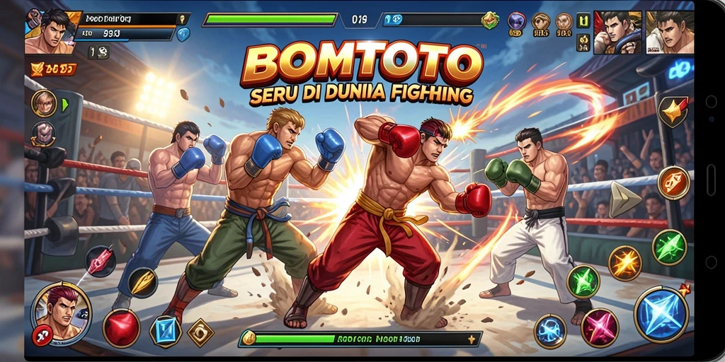 Tampilan gameplay BOMTOTO dengan grafis pertarungan yang mengesankan.