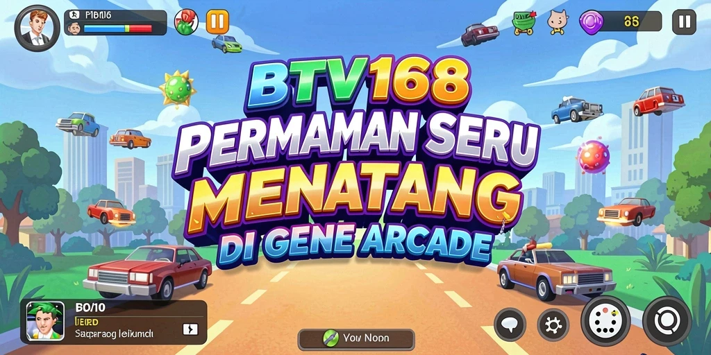 Tampilan gameplay seru dari BTV168 di dunia arcade yang penuh warna.