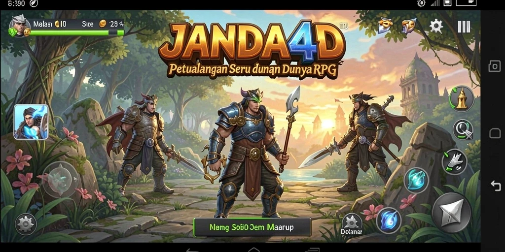 Tampilan seru gameplay JANDA4D dengan petualangan RPG yang menantang.