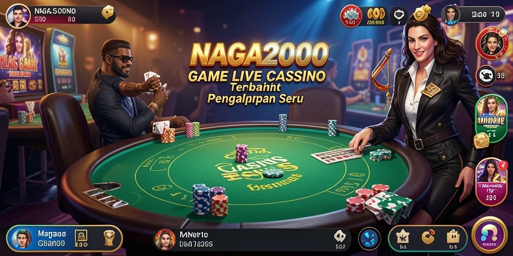 Screenshot NAGA2000 yang menunjukkan dealer langsung dan permainan menarik.
