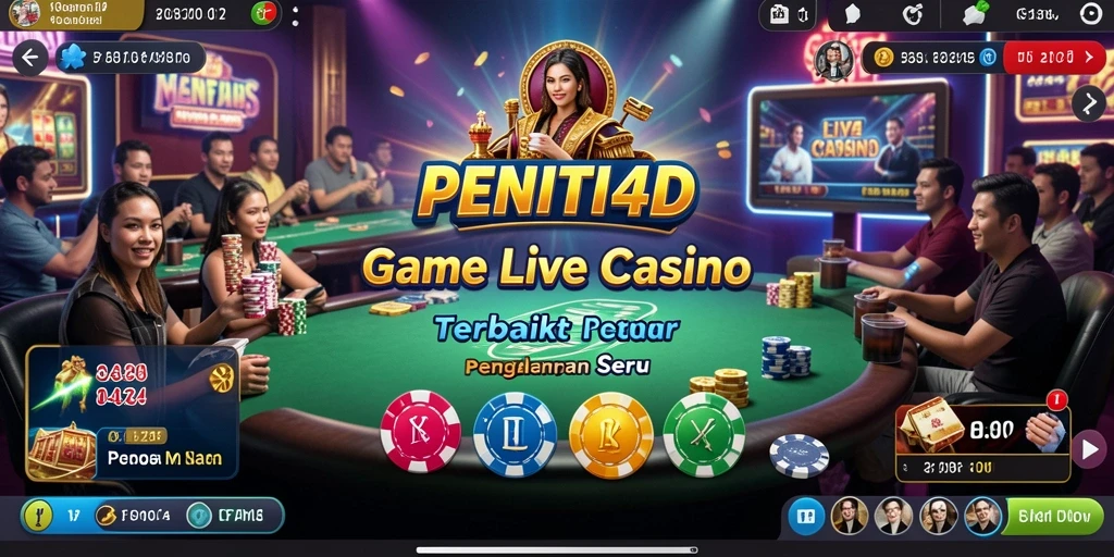 Tampilan gameplay PENITI4D yang menggembirakan dalam suasana Live Casino.