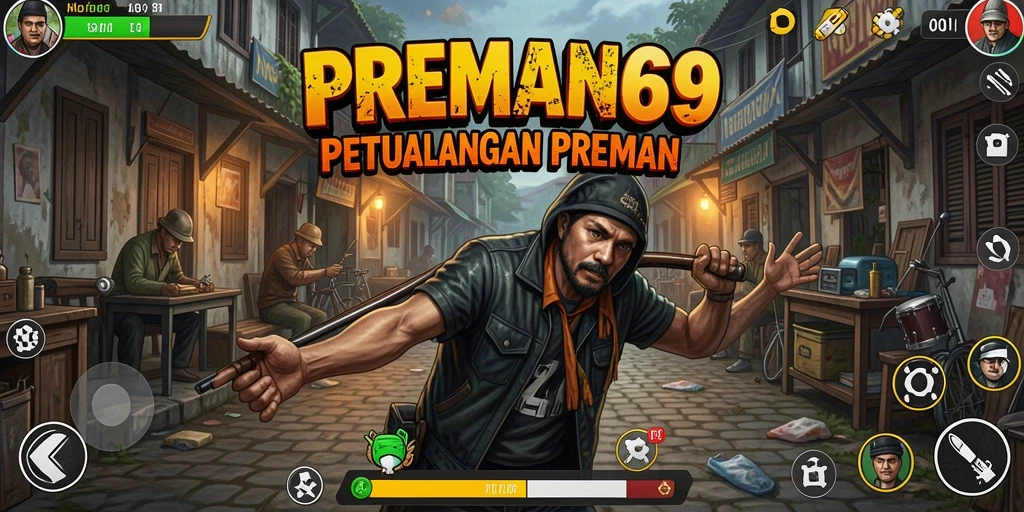 Tampilan gameplay mendebarkan dalam dunia preman yang berbahaya.