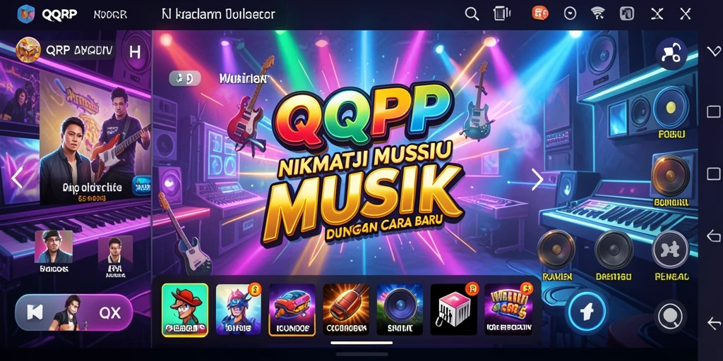 Tampilan utama QQRP dengan interaksi permainan musik yang seru.