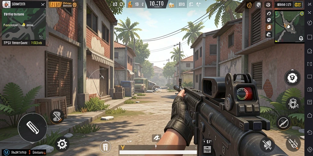 Screenshot gameplay intens <strong>SIDAKTOTO</strong> menampilkan aksi tembak-menembak yang mendebarkan.