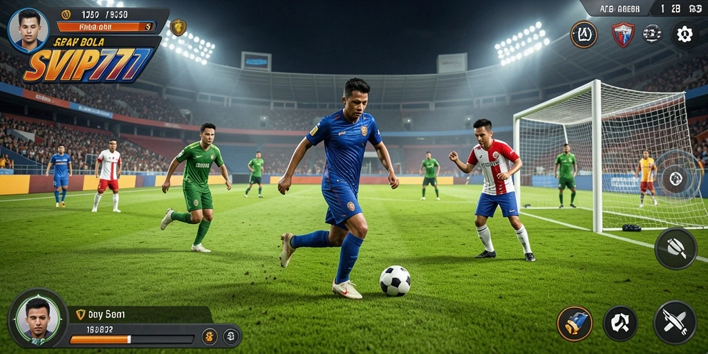 Screenshot SVIP777 menampilkan aksi pertandingan sepak bola yang mendebarkan.